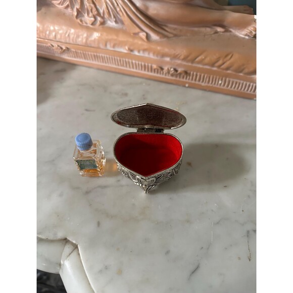 Vintage PAT JAPAN MINI silver box w/bottle of perfume Balcon Fleuri Paris Neija - Picture 2 of 4